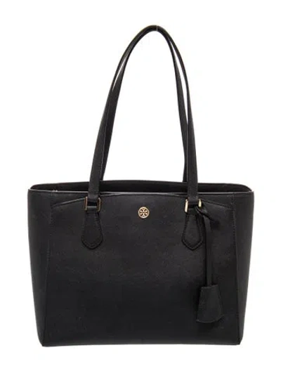 Pre-owned Tory Burch Saffiano Leather Tote In Black