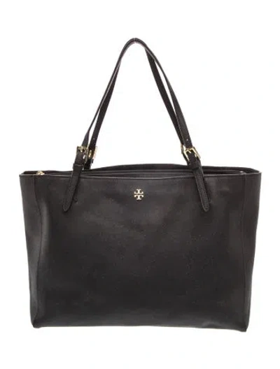 Pre-owned Tory Burch Saffiano Leather Tote In Black