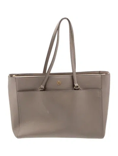 Pre-owned Tory Burch Saffiano Leather Tote In Neutral