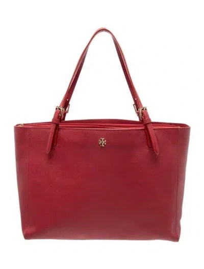 Pre-owned Tory Burch Saffiano Leather Tote In Red