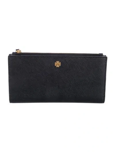 Pre-owned Tory Burch Saffiano Leather Wallet In Black