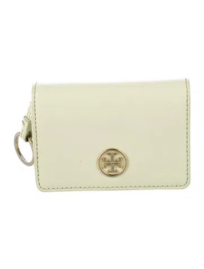 Pre-owned Tory Burch Saffiano Leather Wallet In Green
