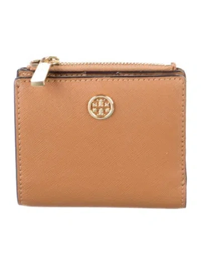Pre-owned Tory Burch Saffiano Leather Wallet In Neutrals
