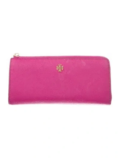 Pre-owned Tory Burch Saffiano Leather Wallet In Pink