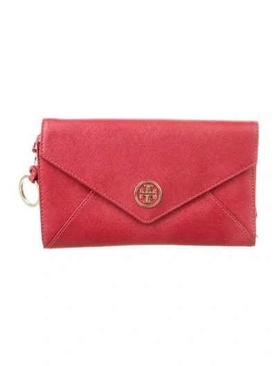 Pre-owned Tory Burch Saffiano Leather Wallet In Red