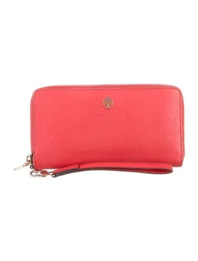 Pre-owned Tory Burch Saffiano Leather Wristlet In Red