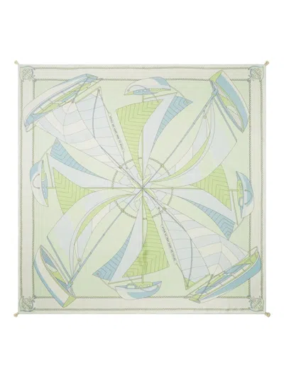 Tory Burch Sailboat Spiral Silk Square Scarf