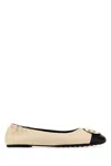 Tory Burch Sand Nappa Leather Claire Ballerinas In Multi