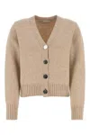 Tory Burch Short Wool Cardigan For Women In Oatmealmélange