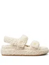Tory Burch Shearling Double-strap Sandals Platform Sole In Beige