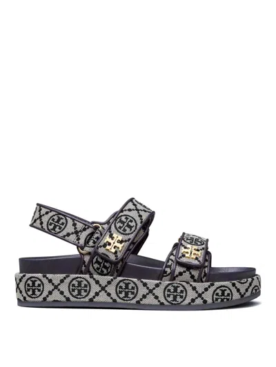 Tory Burch Monogrammed Sandals In Blue