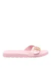 Tory Burch Glossy Buckle Slide Sandals In Nude