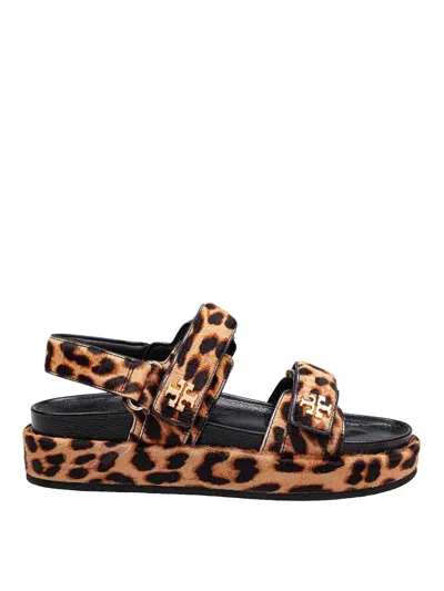 TORY BURCH KIRA SANDAL LEATHER WITH LEOPARD PRINTING