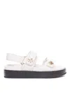 Tory Burch Pave Geo Bombe Miller Low Heel Sandal Shoes In White