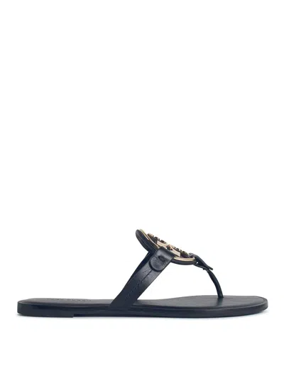 Tory Burch Miller Sandals With  In Black Leather