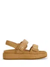 Tory Burch Raffia Kira Open Toe Textured Sole Sandals In Neutral
