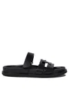 Tory Burch 'ines' Black Sandals With Applied Logo And Tear-off Closure