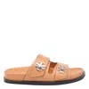 Tory Burch Round Toe Leather Dual Strap Sandals