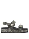Tory Burch Kira Sports Monogram Slingback Flat Sandals In Blue