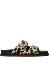 Tory Burch T-lock Genuine Calf Hair Sport Slide Sandal In Animal Print