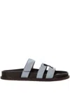 Tory Burch Anatomical Suede Slide Sandals With Cross-over Straps In Aria Blue/coc