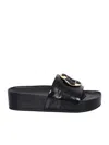 Tory Burch Slide Woven In Black Leather In Black