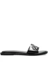 Tory Burch Turnlock Logo Leather Slides In Black
