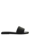 Tory Burch Double T Leather Slides In Black