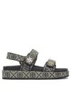 Tory Burch Kira Sports Monogram Slingback Flat Sandals In Blue