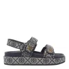 Tory Burch Kira Sports Monogram Slingback Flat Sandals In Blue