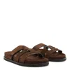 Tory Burch Ines Suede Triple-band Sport Mule Sandals In Brown