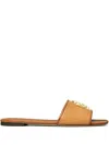 Tory Burch Logo-plaque Open-toe Sandals In Brown