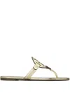 Tory Burch Gold Sandals With Flat Sole And Metallic Finish In Gold