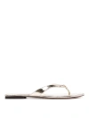 Tory Burch Flat Leather Flip-flops In Gold