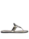 Tory Burch Miller Beige Leather Flip-flops In Gold