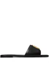 Tory Burch Eleanor Leather Slider Color Black In Perfect Black / Gold