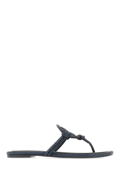 Tory Burch Miller Cut-out Leather Flip-flops In Black