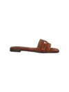 Tory Burch Romy Brown Sandals With Logo Plaque On The Front In Suede Woman