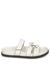 Tory Burch Ines Leather Triple-band Sport Mule Sandals In White