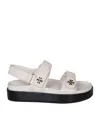 Tory Burch Open Toe White Sandals With Adjustable Strap In White