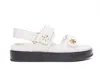 Tory Burch Leather Sandals With Metal Monogram In White