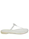Tory Burch Miller Jelly Clear Silver Sandal In White