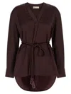 Tory Burch Satin Blouse Shirt And Blouse Bordeaux In Brown
