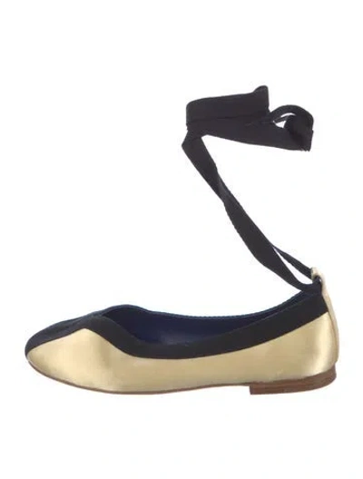 Pre-owned Tory Burch Satin Colorblock Pattern Mules In Neutral