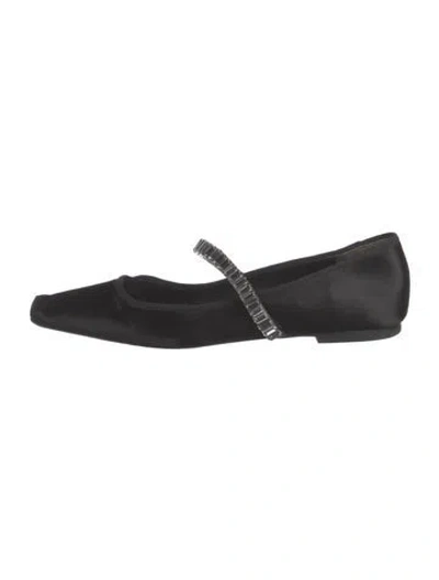 Pre-owned Tory Burch Satin Crystal Embellishments Ballet Flats In Black