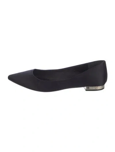 Pre-owned Tory Burch Satin Crystal Embellishments Slides In Black