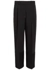 Tory Burch Satin Cuffs Cropped Crepe Trousers In Black