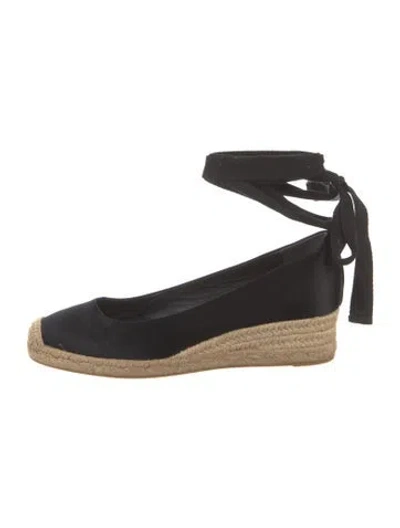 Pre-owned Tory Burch Satin Espadrilles In Black