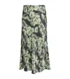 Tory Burch Floral Print Satin Midi Skirt