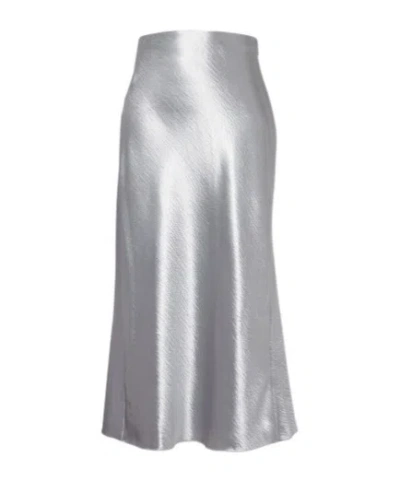 Tory Burch Satin Midi Skirt In Gray